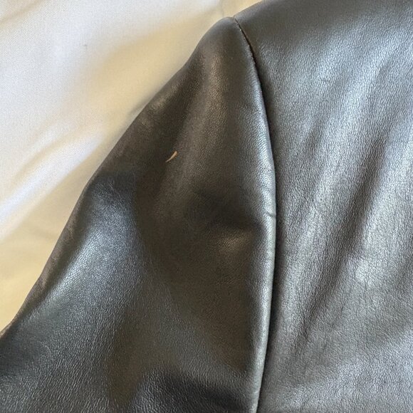 Pier Angelini Black Leather Jacket with Red Trim Size 40 - Picture 10 of 11